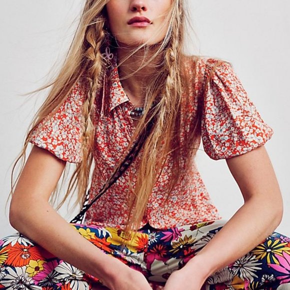 COPY - NWT Free People Small Debbie Floral Jean Shirt Dress Maxi Duster empire … - Picture 6 of 8